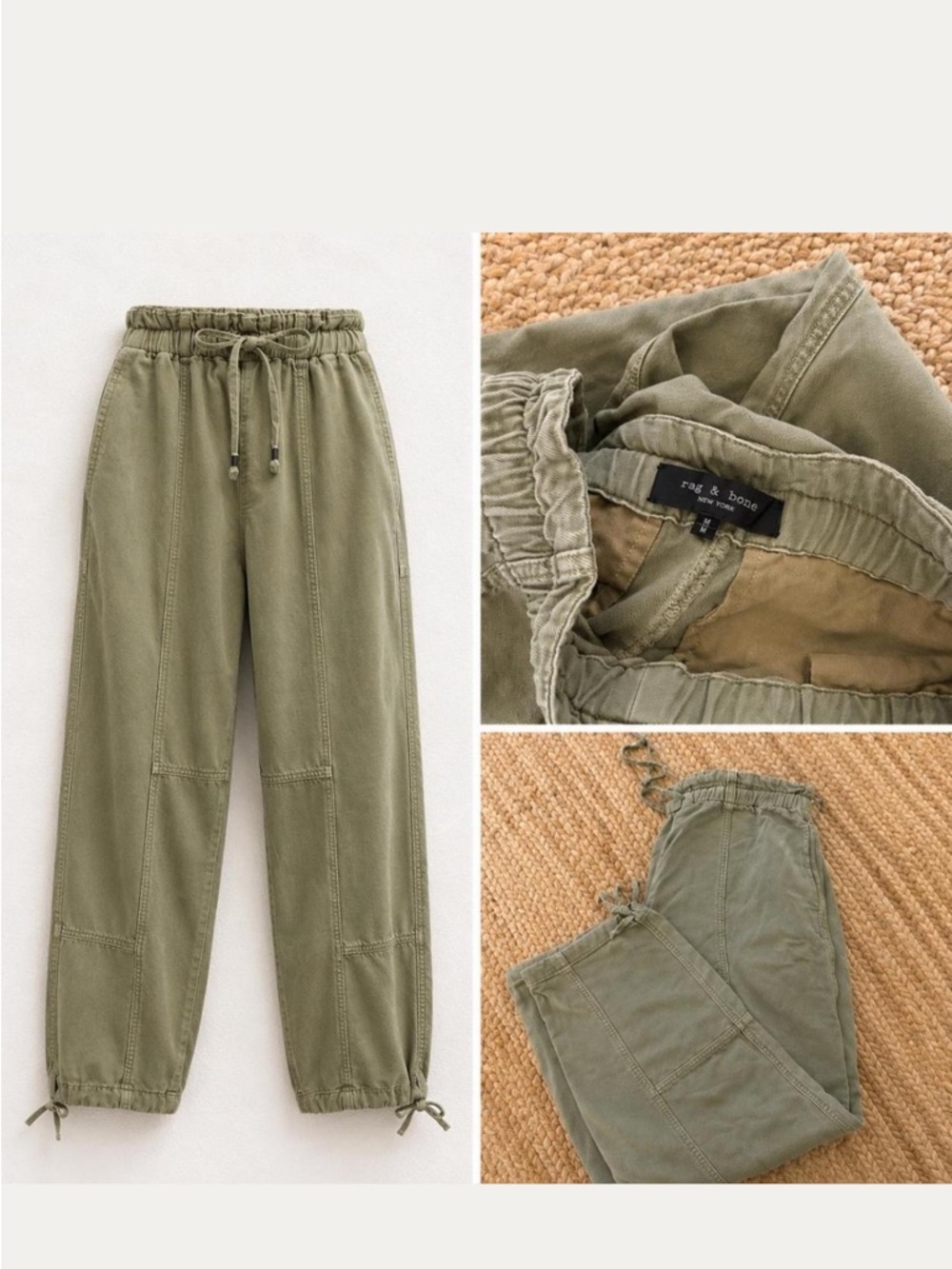 rag & bone Olive Green Drawstring Cargo Pants - Men's